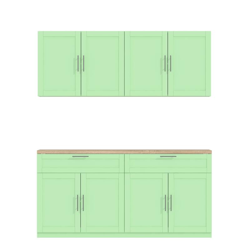 2 Piece Modular Closet Storage Set with Floor and Wall Cabinets Pantry