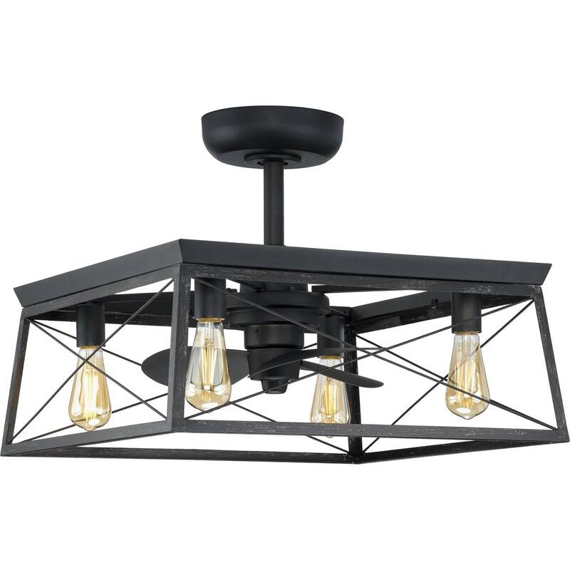 Briarwood Collection 22-Inch 3-Blade Matte Black AC Motor Farmhouse Ceiling Fan - 22 in x 22 in x 17 in
