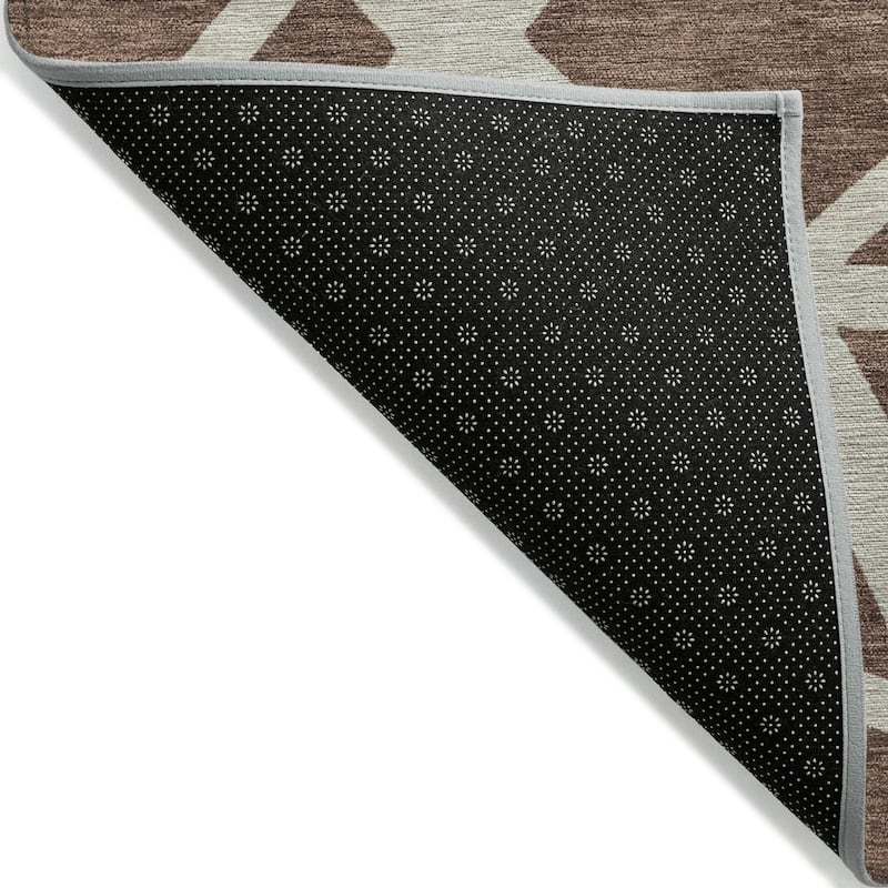 Machine Washable Indoor/ Outdoor Abstract Contemporary Chantille Rug