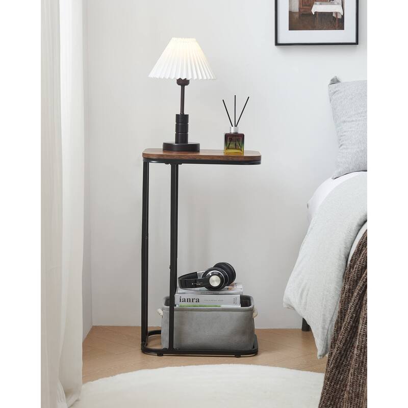 C Shaped End Table, 26.6 inches High Small Side Table for Couch Sofa Bed, Tall Tv Tray Table for Living Room, Bedroom