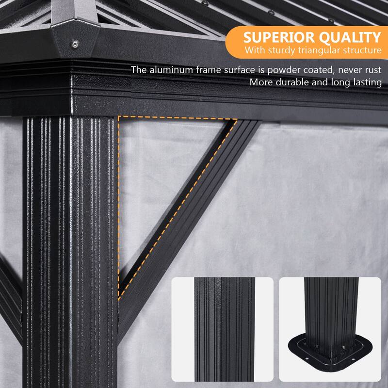12FT X 20FT Aluminum Metal Gazebo with Netting and Curtains