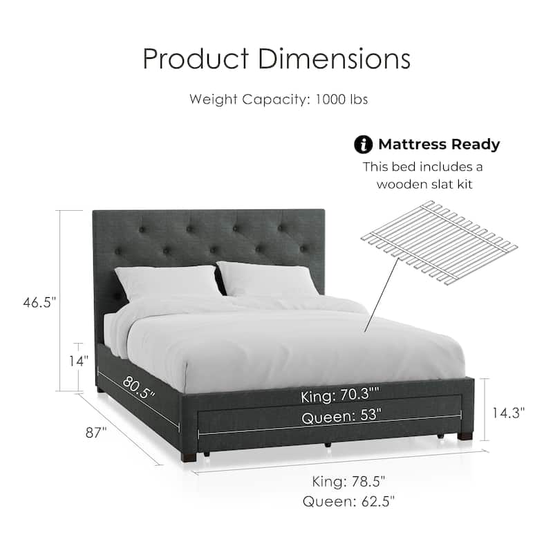 Furniture of America Malaer Modern Button Tufted 1-drawer Platform Bed