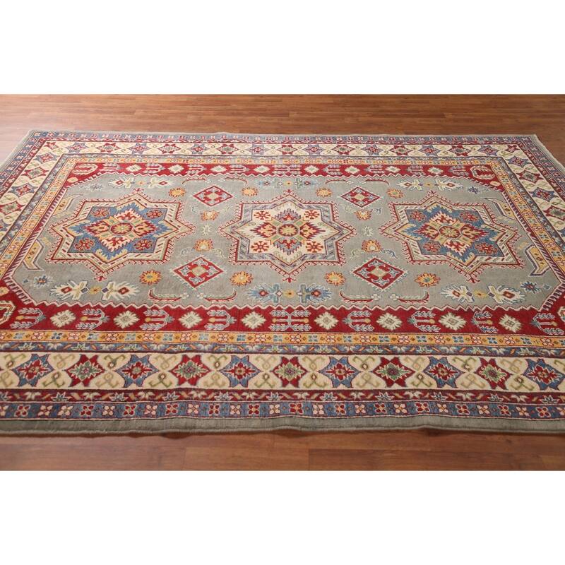 Kazak Area Rug Hand-Knotted Wool Carpet - 6'9" x 9'8"