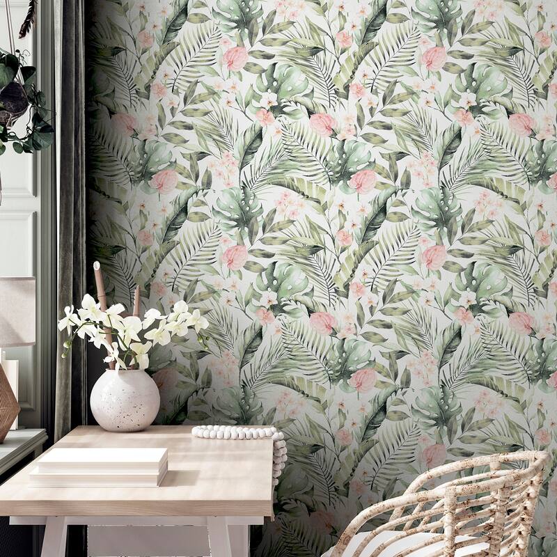 Arthouse Harrietta Green Tropical Floral Wallpaper