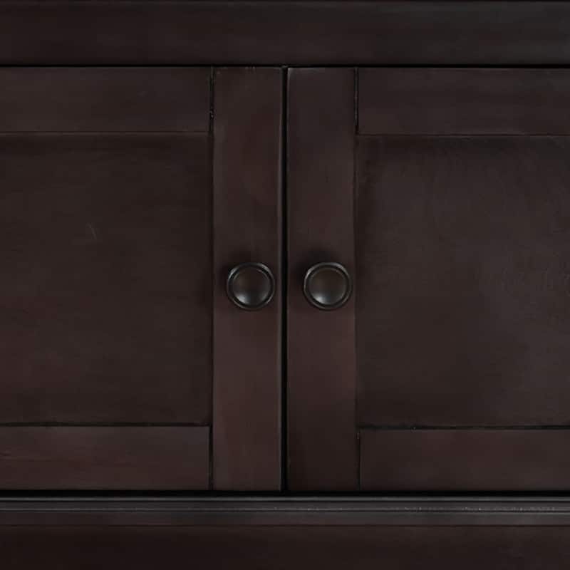 Classic Vintage Wooden Storage Bench with Two Cabinets