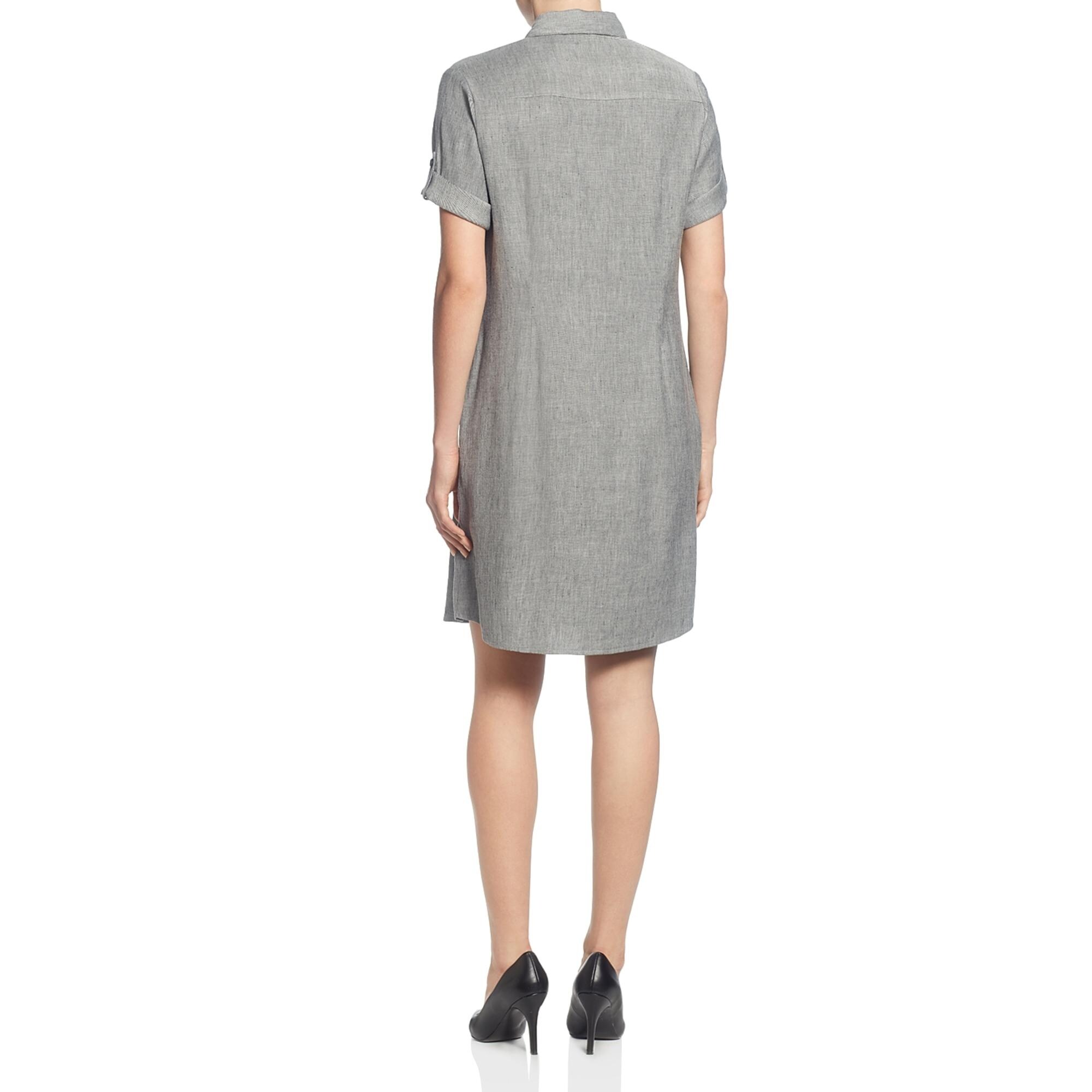 tahari linen shirt dress