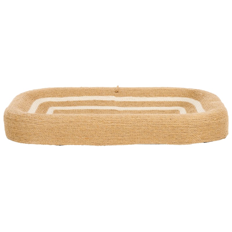 SAFAVIEH Home Natural Ivory 16"W x 24"L x 4"H Cat Scratch Toy SquareJute Bed - 16''W x 24''L x 4''H