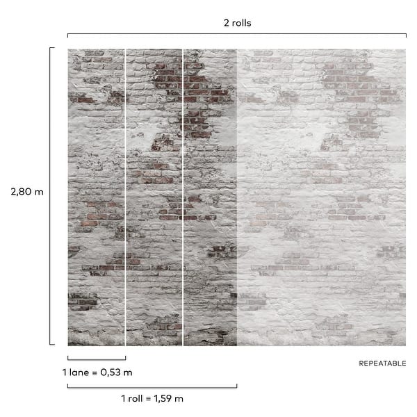 dimension image slide 0 of 2, Galerie Wallcoverings Orom II Collection All-Over Brick 62.5-inches wide x 9.18-feet high 3-panel Wall Mural