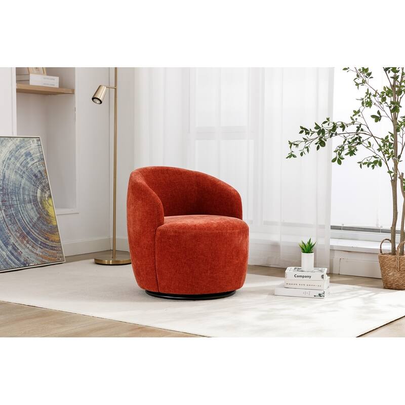 Chenille Fabric Swivel Accent Armchair Barrel Chair