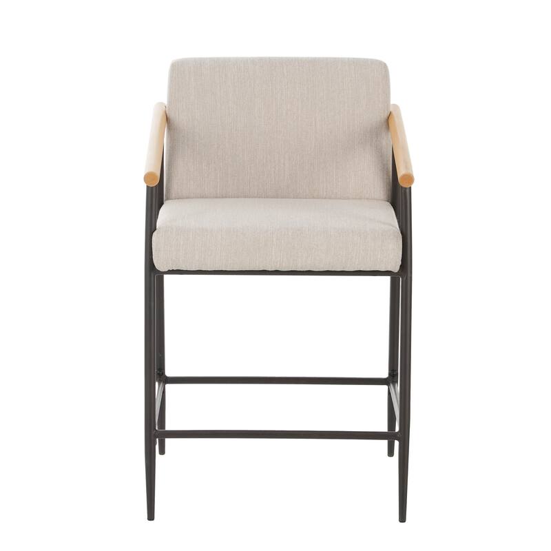 Christopher Knight Home - Counter Stool Set of 2 with Iron Frame, Fabric Cushions