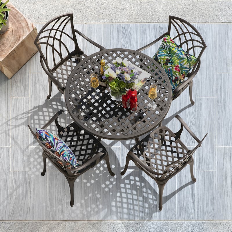 NUU GARDEN 5-piece Antique Bronze Cast Aluminum Patio Dining Set