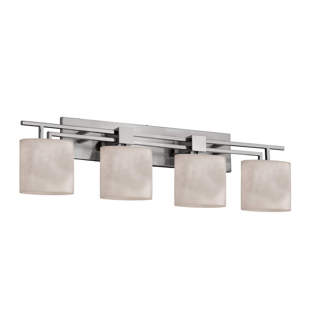 Justice Design Clouds Aero 4-Light Brushed Nickel Bath Bar, Clouds Oval Shade