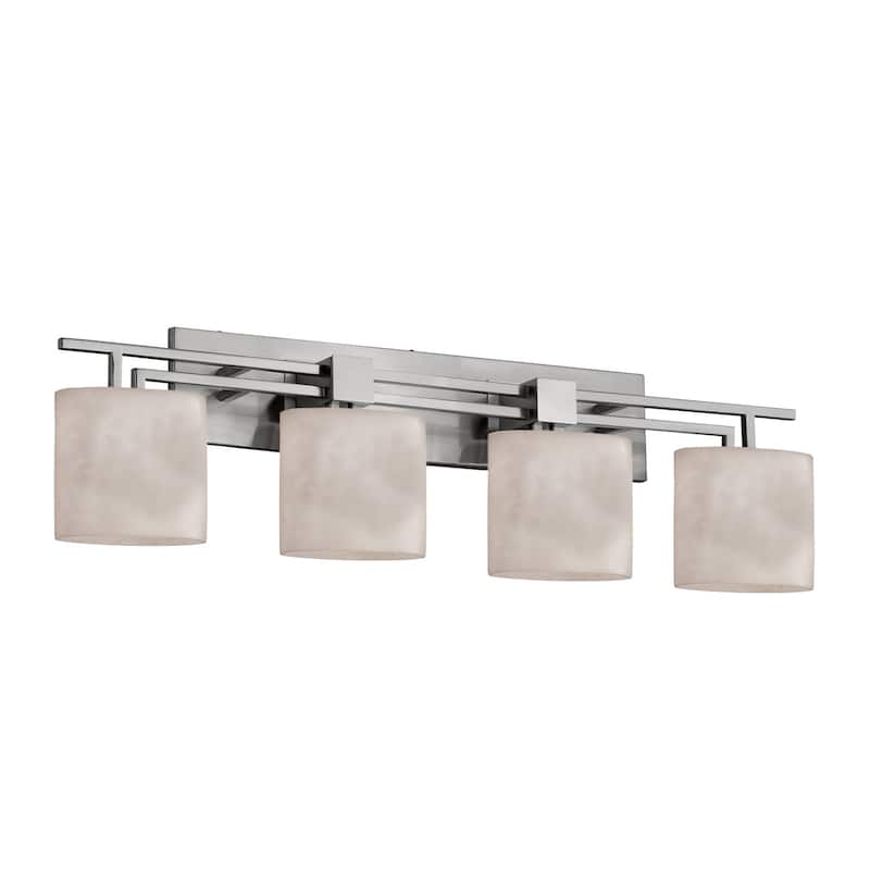 Justice Design Clouds Aero 4-Light Brushed Nickel Bath Bar, Clouds Oval Shade - Brushed Nickel
