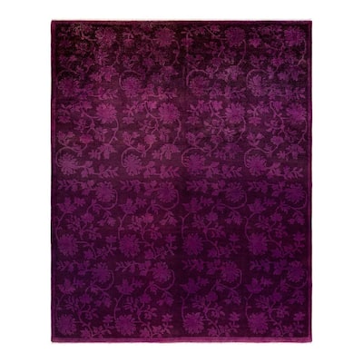 Overton Hand Knotted Wool Vintage Inspired Modern Contemporary Overdyed Purple Area Rug - 7' 10" x 9' 9"