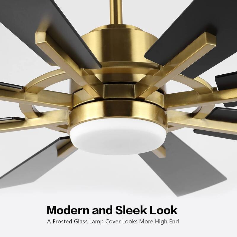 72" Modern 8-Blade Windmill LED Large Ceiling Fan with Remote
