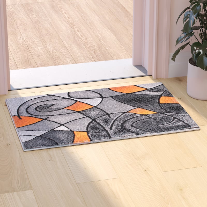 Modern Olefin Accent Area Rug - Abstract Pattern