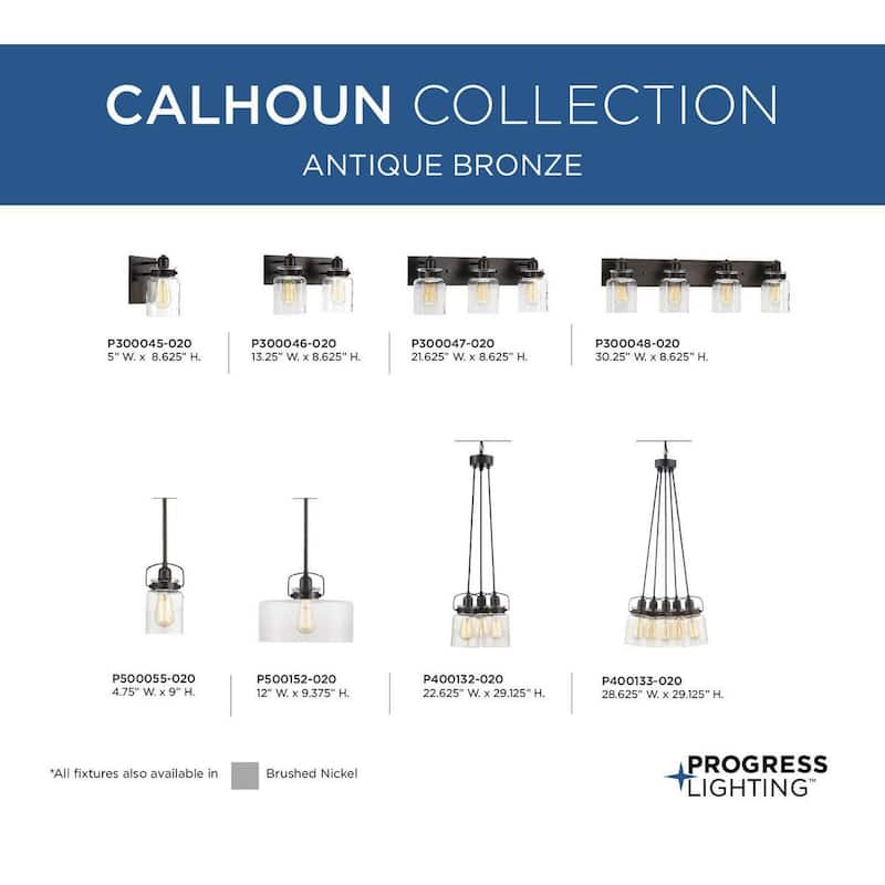 Calhoun Collection One-Light Antique Bronze Clear Glass Farmhouse Mini-Pendant Light - 4.75 in x 4.75 in x 9 in