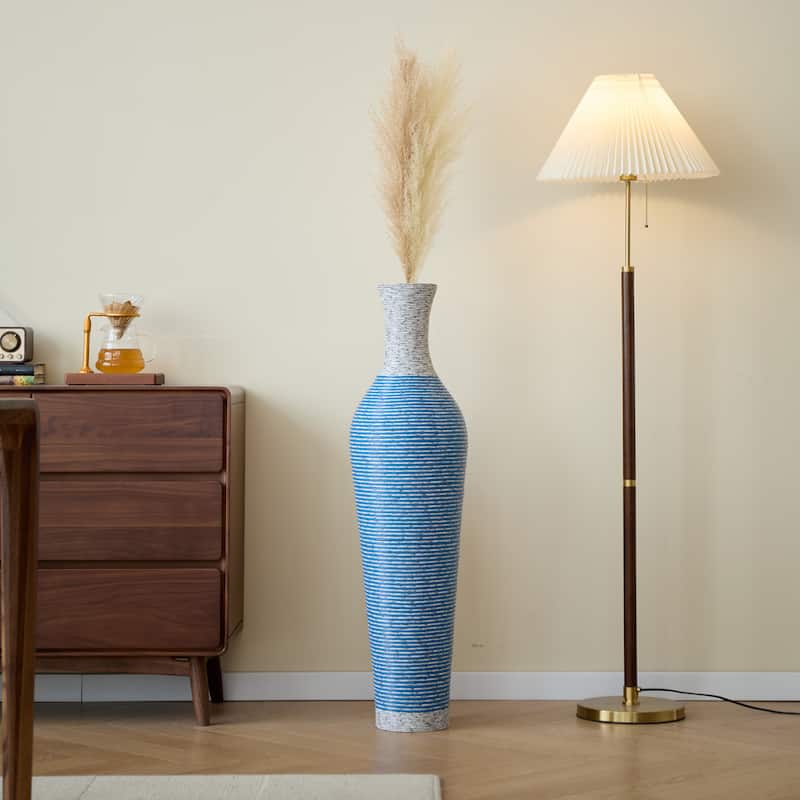 39-Inch Tall Standing Designer Floor Vase- Durable Artificial Rattan - Elegant Two-Ideal Decor Accent