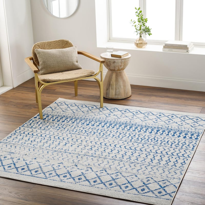 Livabliss Elaziz Moroccan Geometric Area Rug - Blue - 3'11" x 3'11" Square