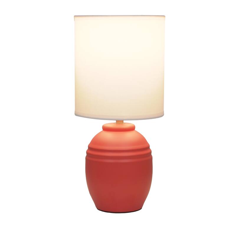 Mini Classic Jar Ceramic Table Lamp with White Drum Shade - 19.5" - Orange