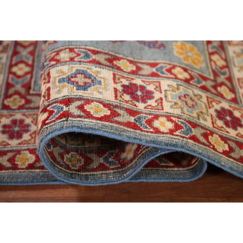Light Blue Kazak Oriental Accent Rug Hand-Knotted Wool Carpet - 3'6"x 4'10"