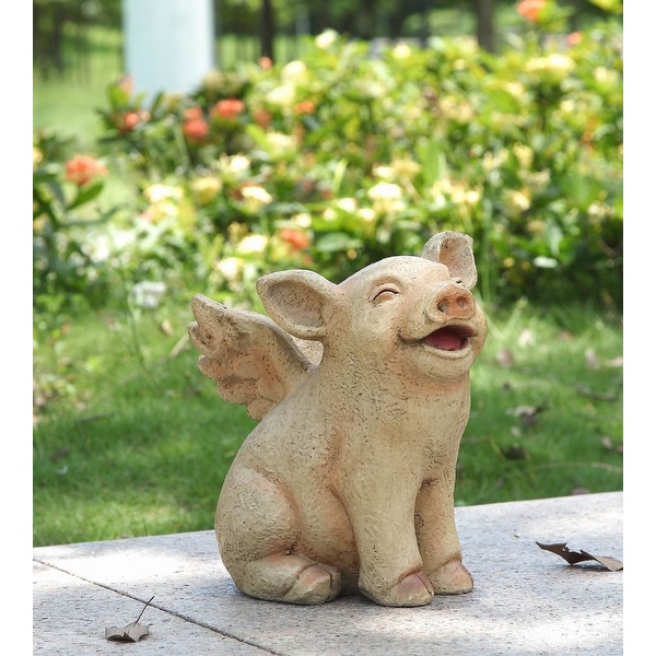 happy pig☆様 Laughing Pig with Wings Outdoor Garden Statue - 8.75