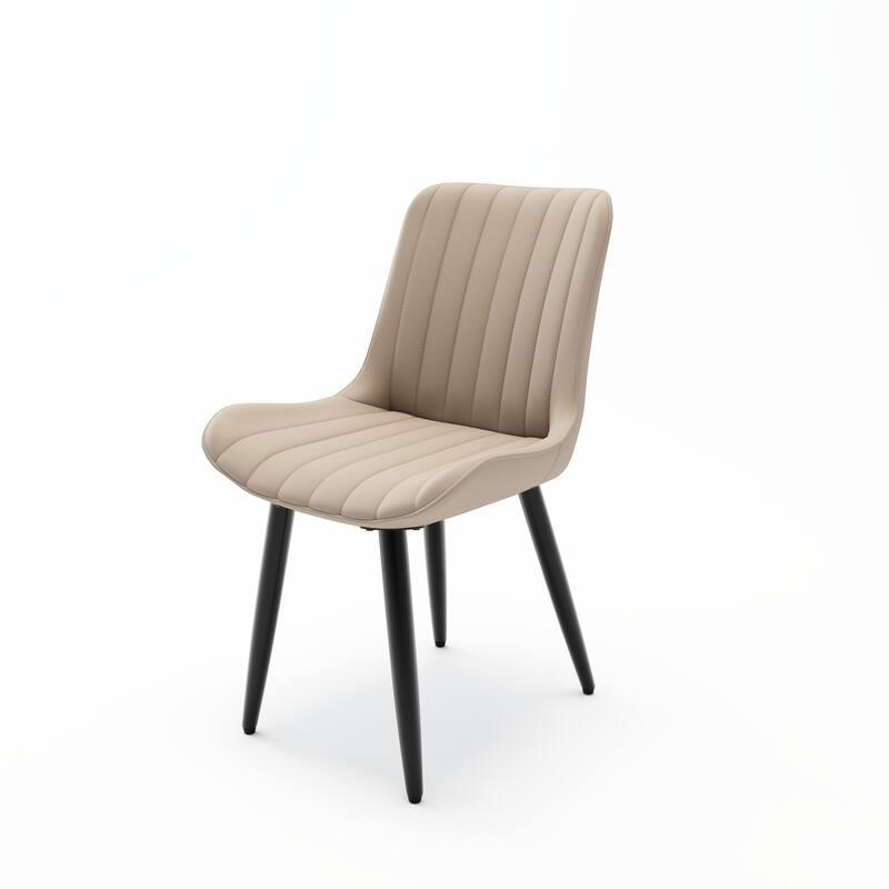 Set of 2 Modern PU Leather Dining Chairs with Thick Cushions & Metal Legs, Armless Faux Leather Side Chairs for Kitchen