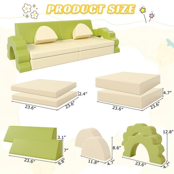 10PCS Kids Couch, Baby Climbing,Crawl Foam Play Set,Foam Climbing Blocks Convertible Sofa,Kids Play Couch,Climbing Structure
