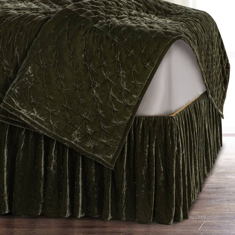 HiEnd Accents Stella Faux Silk Velvet Romantic Western Bedding 1 Piece Bed Skirt