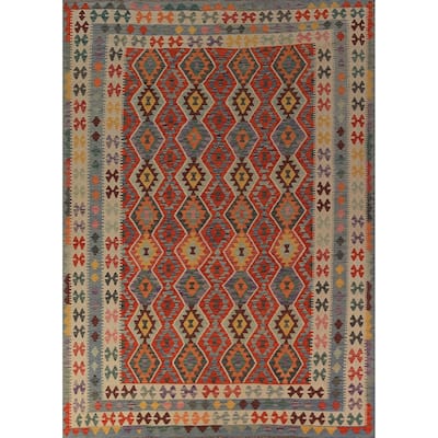 Southwestern Style Kilim Oriental Area Rug Flatweave Wool Carpet - 8'1"x 11'5"