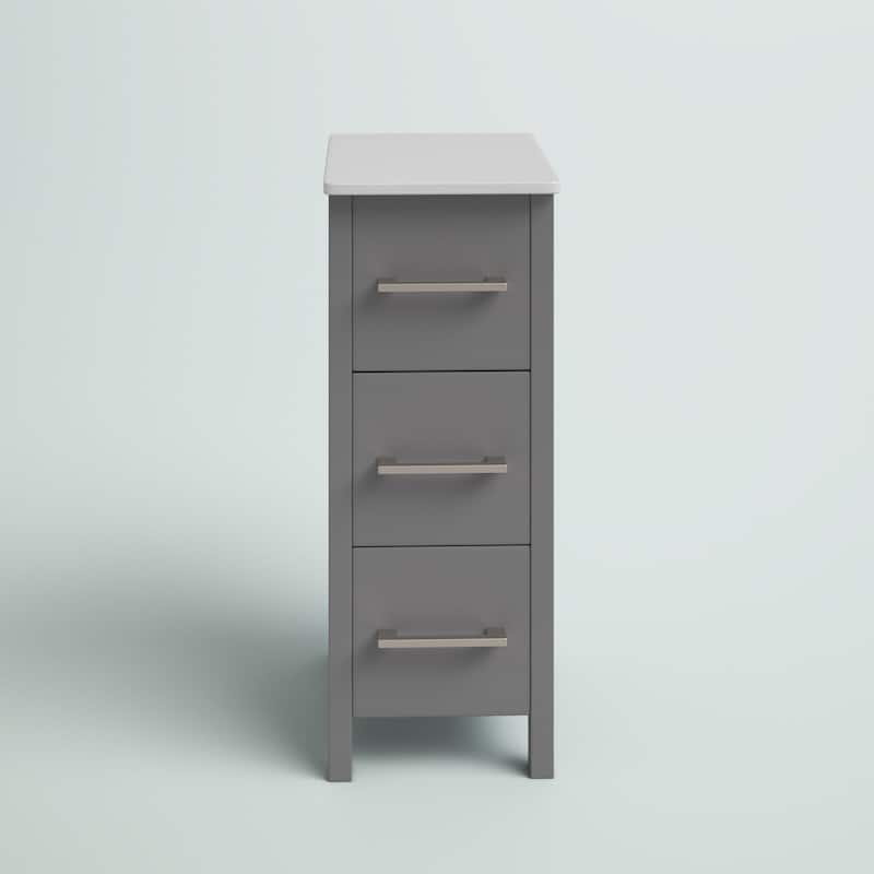 Vanity Art 12" Narrow Bathroom Side Storage Cabinet with Engineered Marble Top - 11.8 W x 18.5 D x 29.1 H