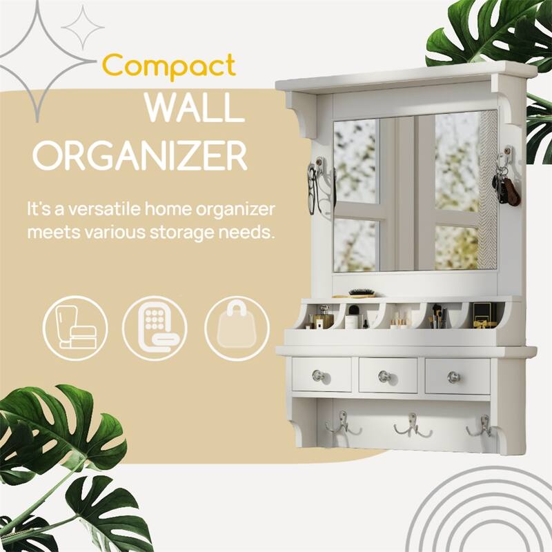 Floating Makeup Vanity with Big Mirror,Wall-Mounted Storage Vanity