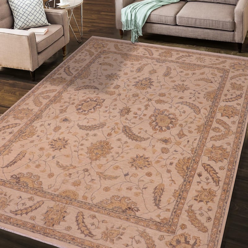 Boho Chic Ziegler Beige Hand-Knotted Wool Rug - 7'9'' x 9'9''