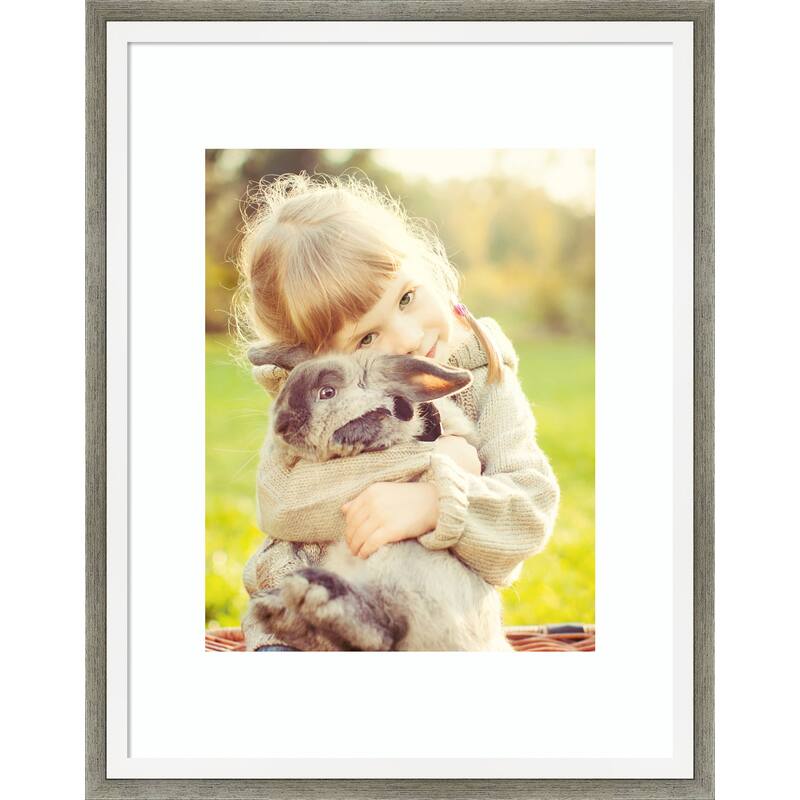 Lucie Black Framed Picture Frame, Photo Frame - 11x14 Matted White 8x10 - Lucie Silver White
