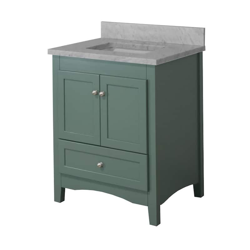 KitchenBathCollection Abbey 30" Bathroom Vanity with Carrara Marble Top