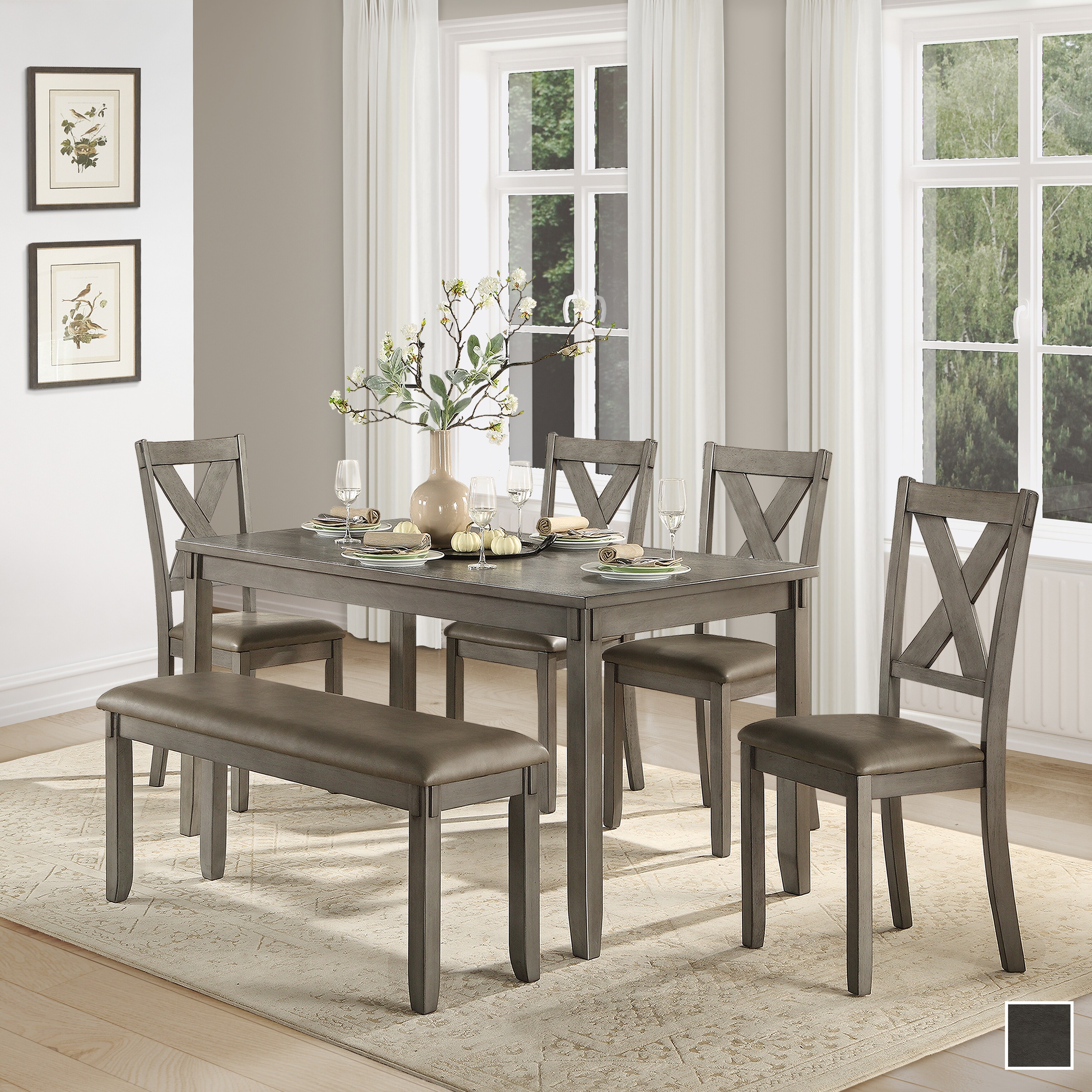 6 piece sales dining set grey