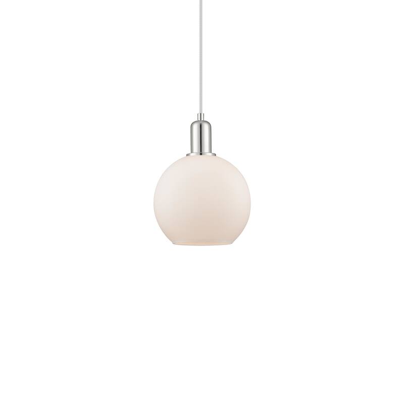 Innovations Lighting 716-1P-11-8 Athens Pendant Athens 8" Wide Mini - Polished Nickel / Matte White