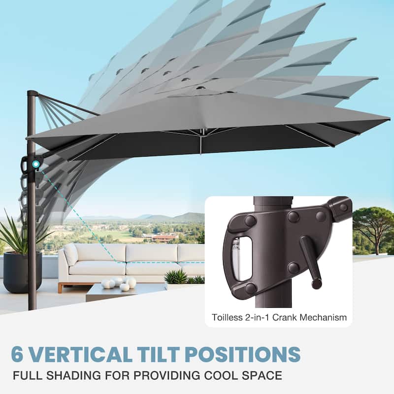 VredHom 9 x 12 FT Outdoor Patio Cantilever-Offset Umbrella with Wheel Base