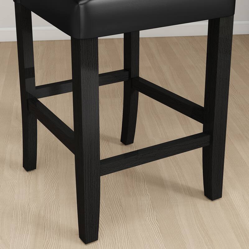 24 Inches Faux Leather Counter Height Bar Stools with Nailhead Trim