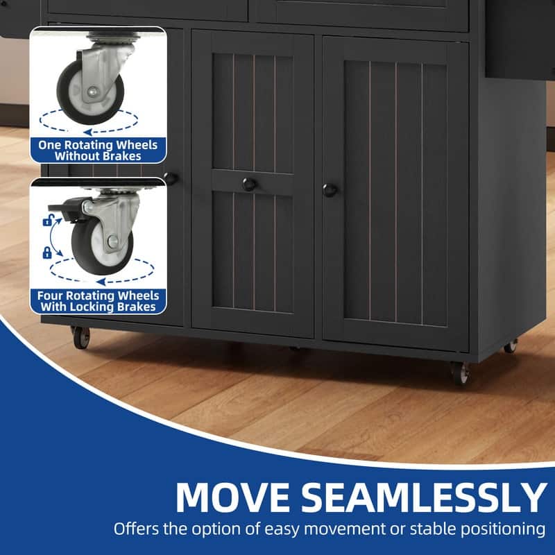 Moasis Mobile Kitchen Island Cart with Stainless Steel Ffolding Tabletop and Storage