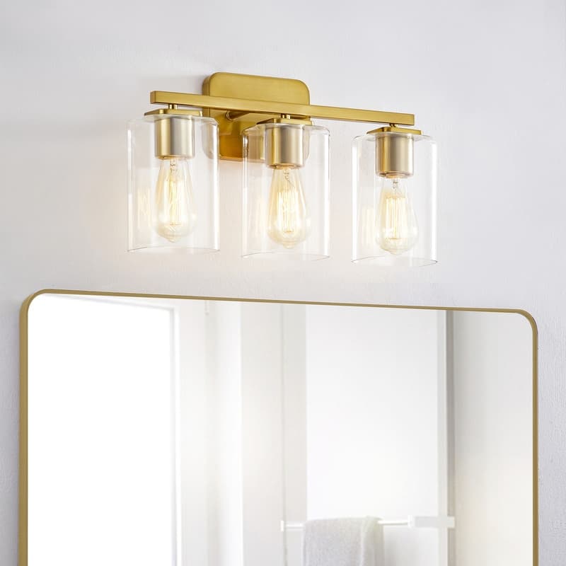 KAWOTI 3-light Modern Bathroom Vanity Lights with Glass Shades