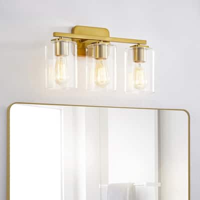 KAWOTI 3-light Modern Bathroom Vanity Lights with Glass Shades