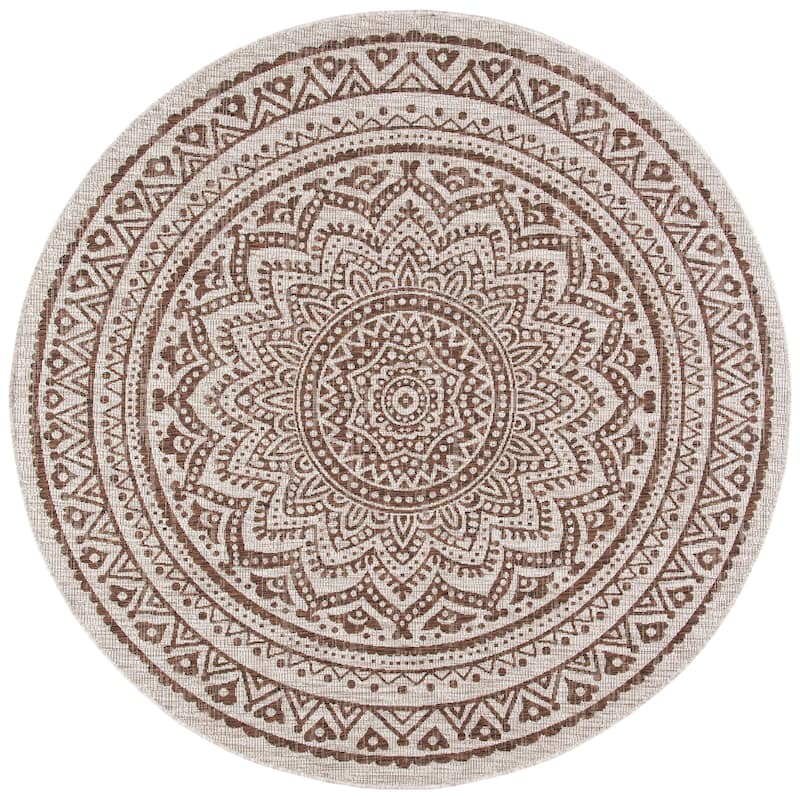 SAFAVIEH Courtyard Fran Mandala Indoor/ Outdoor Waterproof Patio Backyard Rug