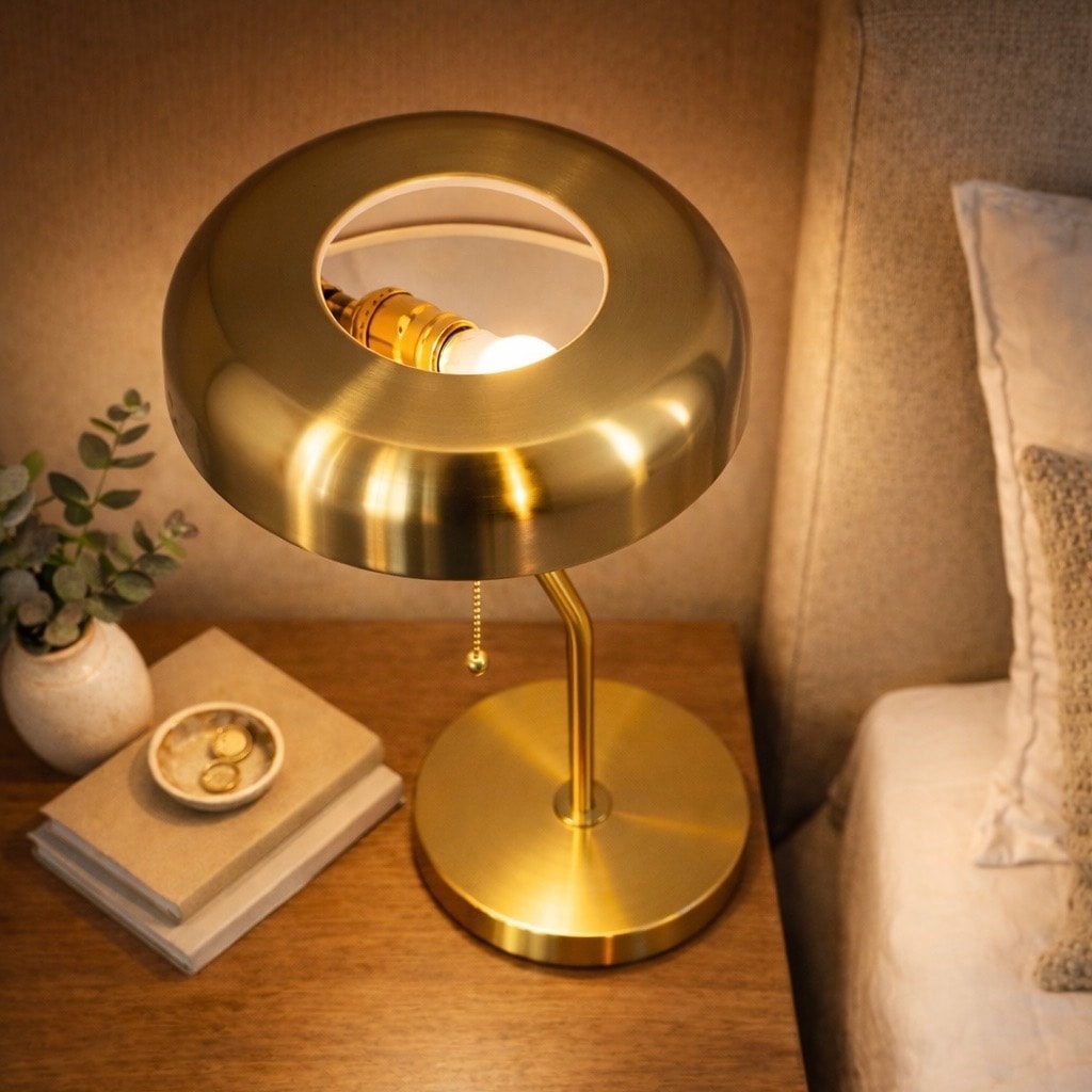 Bianca Gold and White Modern Pull Chain Table Lamp