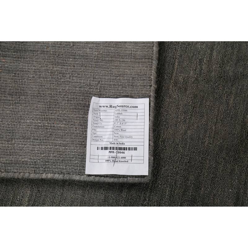 Gray Gabbeh Indian Area Rug Hand-Knotted Wool Carpet - 6'5"x 8'2"