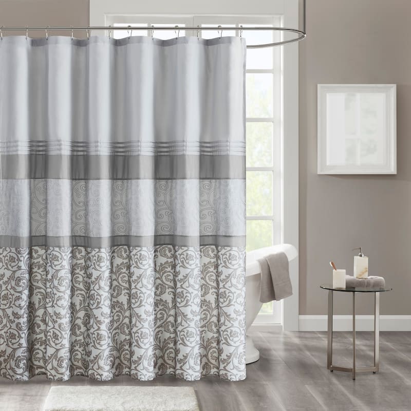 510 Design Lynda Printed and Embroidered Shower Curtain - Grey