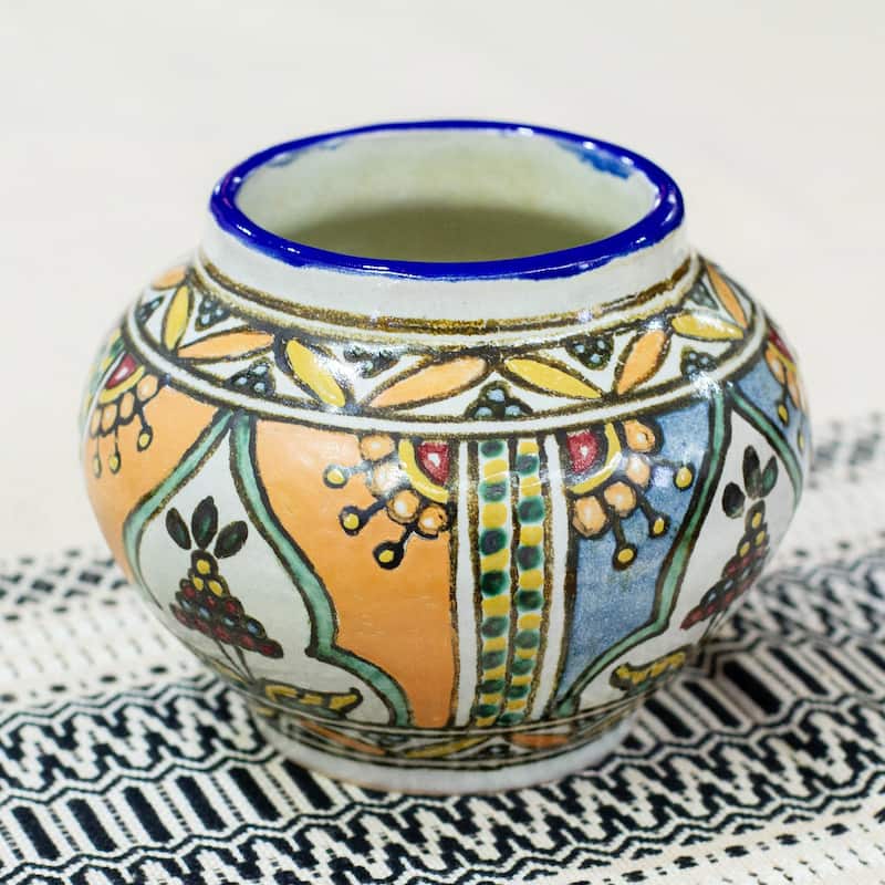 Novica Handmade Desert Fruits Ceramic Flower Pot