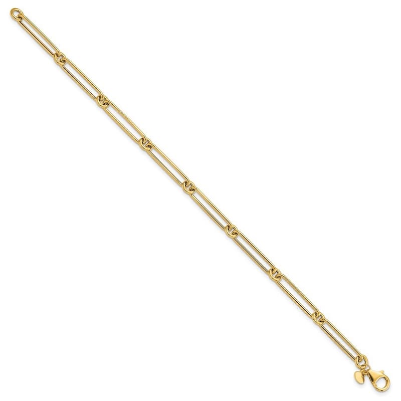 Curata 14k Yellow Gold 7.5" 4.5mm Polished Hollow Paperclip Link Bracelet