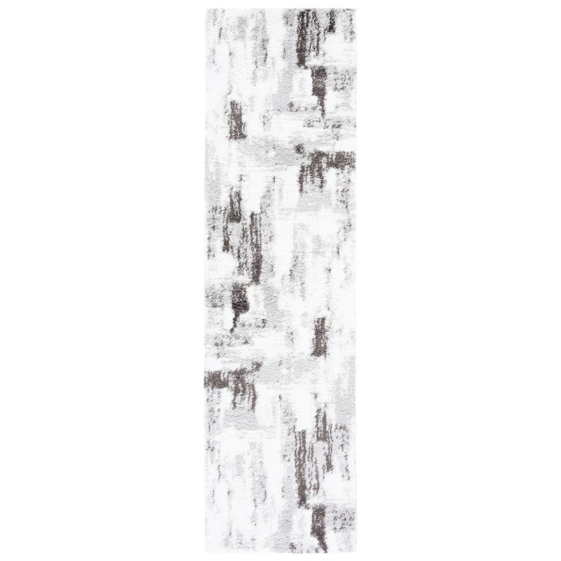 SAFAVIEH Berber Shag Koba Rug - 2'3" x 8' Runner - Grey/Dark Grey