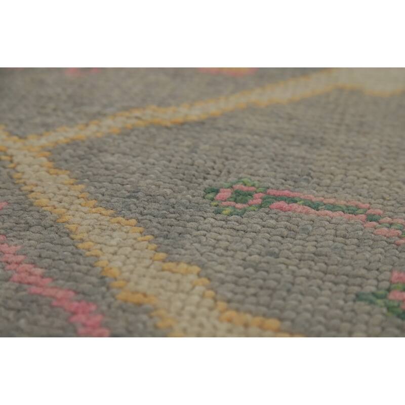 Hand Knotted Oriental 100% Wool Carpet Transitional All-Over Greys & Charcoal Oushak Area Rug - 16' 7'' X 6' 11''